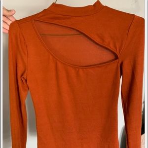 Orange Cut Out Long Sleeve